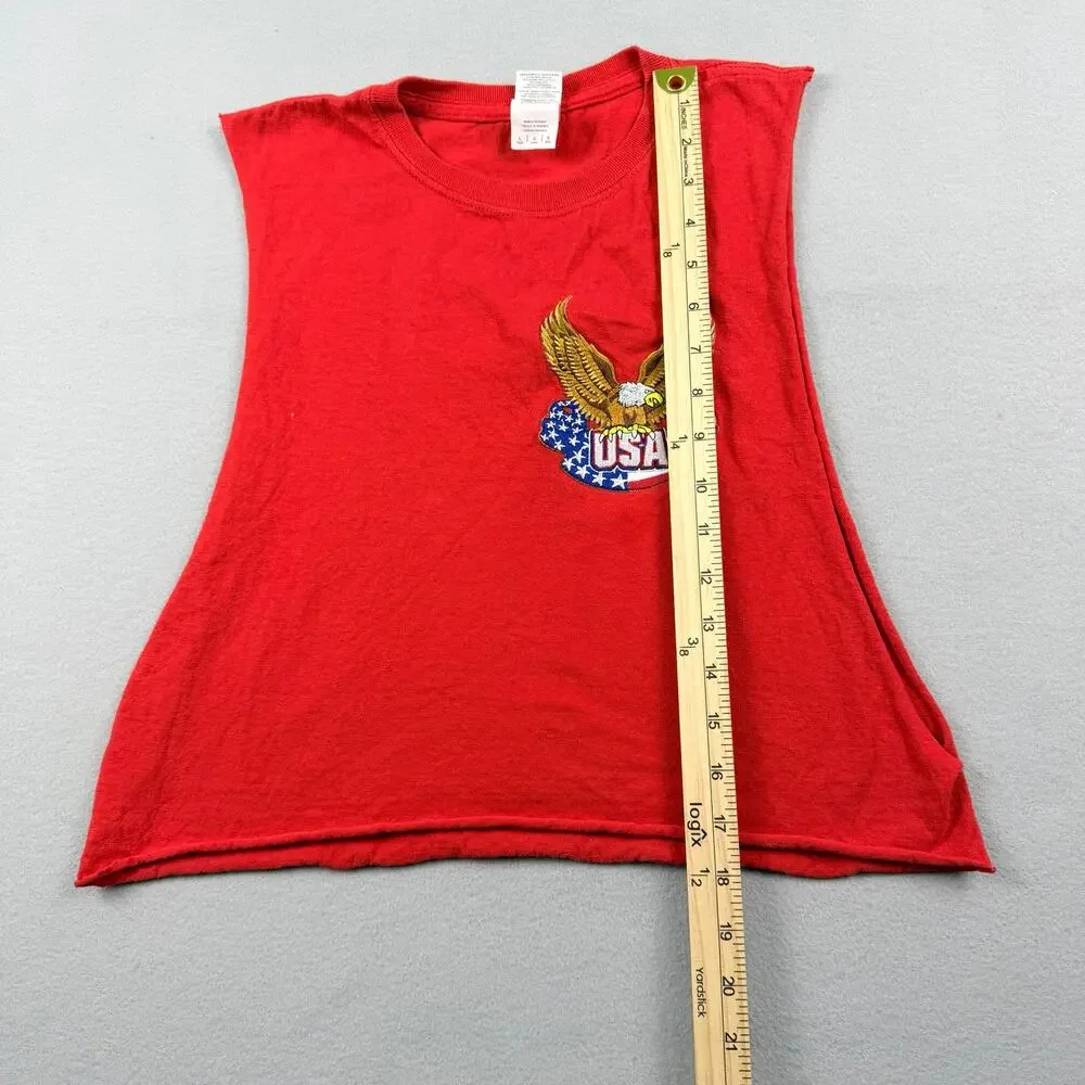 USA Eagle Sleeveless T-Shirt Youth Large Patriotic Red